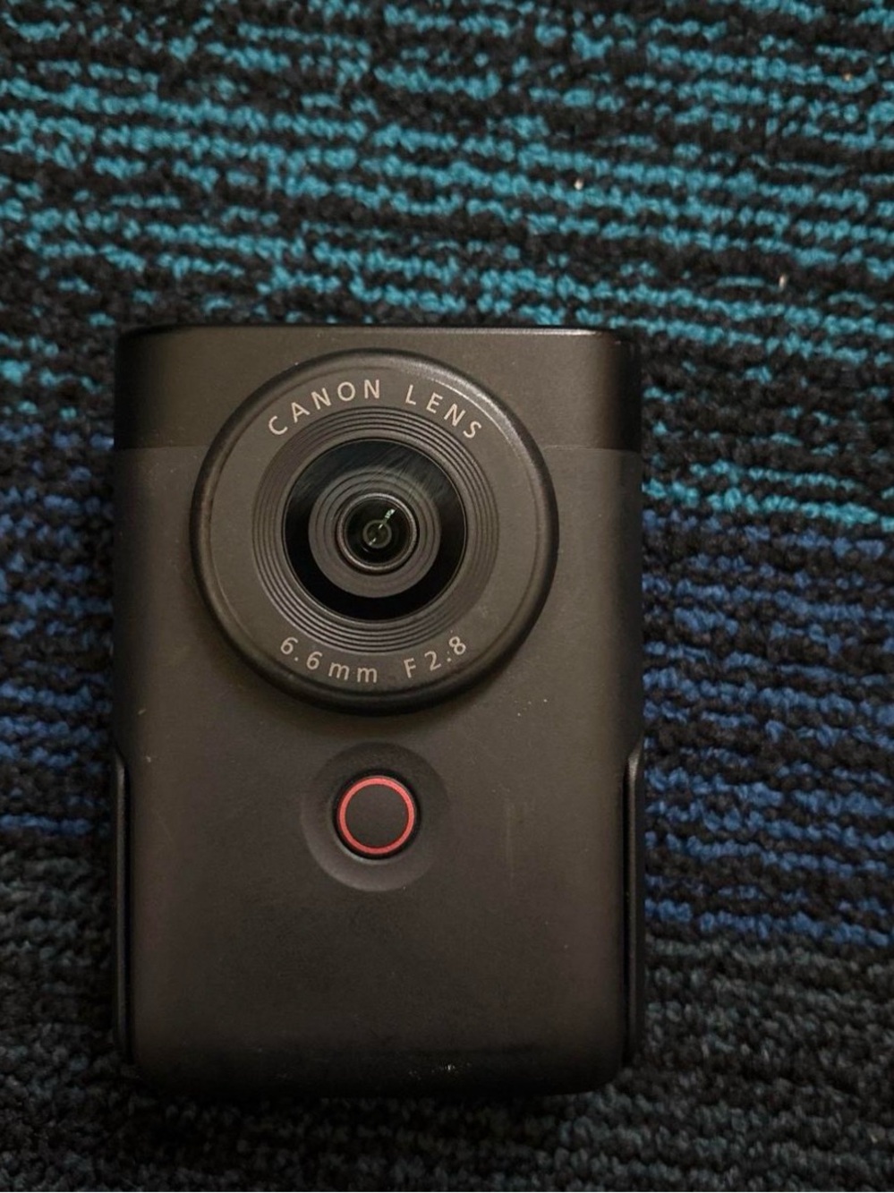 Canon Black Compact Camera with Red Button Accent